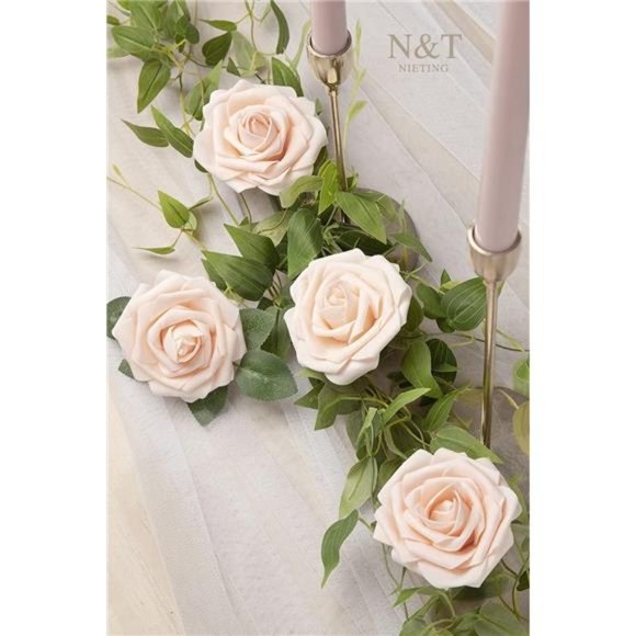 Artificial Flowers, 25Pcs Fake Flowers Roses Perfect for DIY Wedding Bouquets - Picture 4 of 6